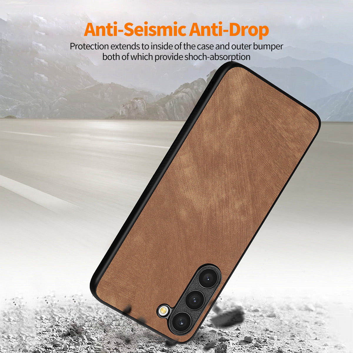 ENKAY HAT PRINCE For Samsung Galaxy S23 Retro Phone Case Leather Coated PC Cover with 0.18mm High Aluminium-silicon Glass Film ENKAY HAT PRINCE For Samsung Galaxy S23 Retro Phone Case Leather Coated PC Cover with 0.18mm High Aluminium-silicon Glass Film
